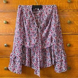 William Rast Blouse Purple Floral Size XS